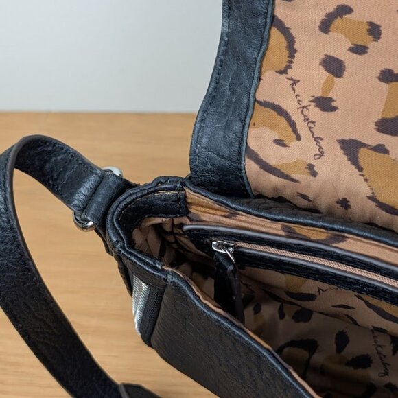 Aimee Kestenberg Good Times Bubble Lamb Leather Crossbody Black Moto Zip - Picture 4 of 4